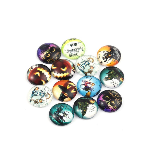 CA831 - 10 pcs Circle Halloween Glass Round Dome Seals Tiles Cabochons - 12mm - Set 5