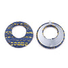 P401 - 4 pcs. Blue and Gold Raffia Dangle Charms Pendants - Circle Hoop Weave - 44mm (1.73") - Great for Earrings or Dangles!