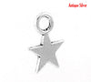 P2041 - 100pcs. Antique Silver Star Charms Pendants - 11mm x 9mm (0.43 in x 0.35 in) - 9x11mm