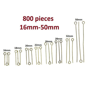 A040 - 800 pcs. Antique Bronze Eye Head Pins - 16mm to 50mm - Assortment Mix - 21 Gauge