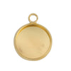 P1015 - 10 pcs. Gold Plated Circle Round Bezel Cabochon Pendant Tags Trays - 12mm Glue Pad - 18x14mm - Single Loop - Made of Copper!