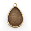 P1155 - 10 pcs. Antique Bronze Teardrop Bezel Cabochon Pendant Tags Trays - 25mm x 18mm Glue Pad - Setting - 25x18mm - 18x25mm