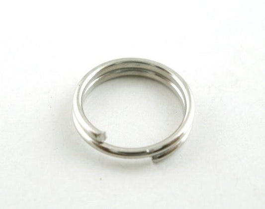 J048 - 100 pcs Double Rings - Silver Tone Open Jump Split Rings - 7mm - 22 Gauge