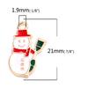 P1113 - 10 pcs. Gold Plated Enamel Snowman Christmas Charms Pendants - 21mm x 13mm - Hole Size: 1.4mm