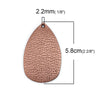 P1034 - 10 pcs. Metallic Brown Faux Leather Dangle Charms Pendants - Plump Teardrop - 58mm (2.3") - Great for Light Earrings! Double-Sided