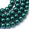 BD200 - 12mm Dark Green Blue Glass Pearl Imitation Round Beads - 16 inch strand - Approx. 35 Beads - Hole Size: 1.5mm
