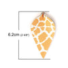 P234 - 10 pcs. Giraffe Faux Leather Dangle Charms Pendants - Pinch Leaf - White Yellow - Silver Tone Jump Ring - 62mm (2.5") - Double Sided