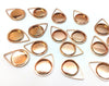 P770 - 10 pcs. Dark Rose Gold Pendant Circle Posts Settings Bezels Tray Cabochons - 12mm Glue Pad Setting (Cameo Setting Diameter) - Teardrop