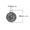 P408 - 2 pcs. Antique Silver Saint Christopher Circle "Protect" Charms Pendants - 29mm x 24mm ( 1 1/8" x 1") - Double