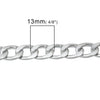 N112 - 2M (6.56 Ft) - Silver Tone Link Curved Chain - 13x9mm - Aluminum - Beveled - Flat