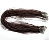 N218 - 15 pcs. Coffee Brown Organza Ribbon Waxen Cord Necklaces with Lobster Clasp - 17 inch (43 cm) - Claw Clasp