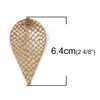 P269 - 10 pcs. Scales Faux Leather Dangle Charms Pendants - Pinch Leaf - Khaki - Silver Tone Jump Ring - 63mm (2.5") - Double Sided