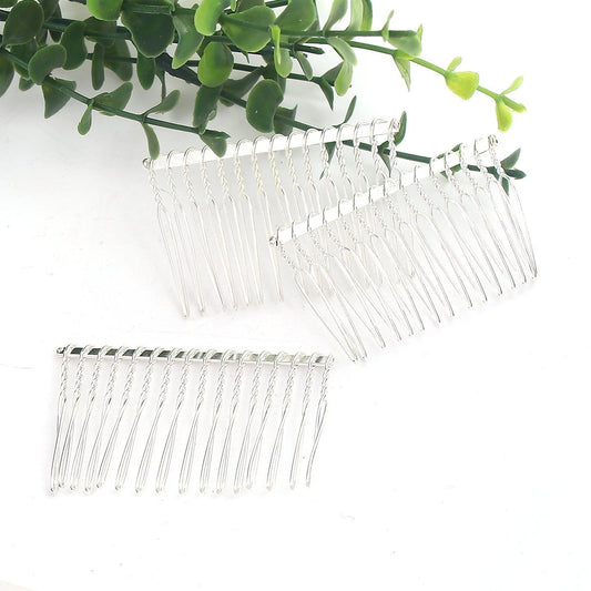 H059 - 10 pcs. - Silver Plated Comb Hair Clips - 58mm x 37mm (2.3" x 1.46") - 11 Teeth - Great Quality!