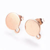 E510 - 10 pcs. (5 pairs) 304 Stainless Steel Rose Gold Earring Posts/Bases/Studs/Settings - 12.5mm x 10mm - 10mm Diameter - Hole Size: 1.4mm