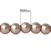 BD070 - 6mm Light Brown Cappuccino Glass Pearl Imitation Round Beads - 32 inch strand