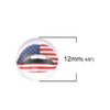 P1007 - 10 pcs Circle Lips American Flag Glass Round Dome Seals Tiles Cabochons - 12mm