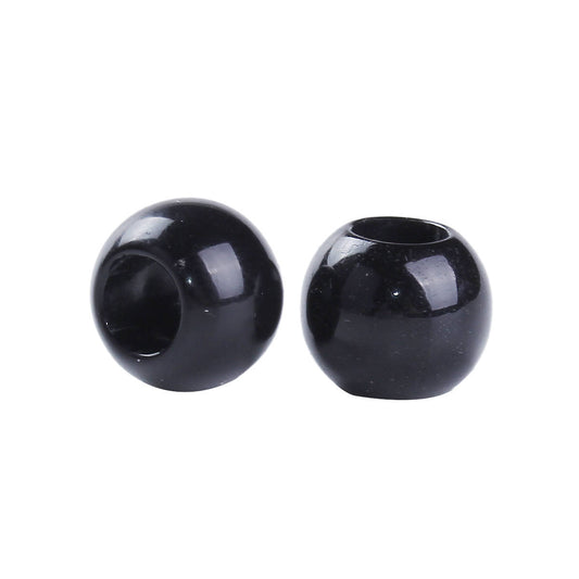 BD234 - 100 pcs Black Smooth Ball Spacer Beads - 10mm - Large Hole: 4.7mm