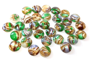 CA749 - 10 pcs Resin Embellishment Druzy Cabochons - Brown, Green, Beige - Shell Style - 12mm