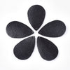 P2030 - 10 pcs. Black Faux Leather Dangle Charms Pendants - Teardrop - 38mm (1.5") - Great for Light Earrings or Dangles! Double-Sided
