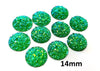 CA823 - 10 pcs Druzy Resin Embellishment Cabochons Green Multicolor - 14mm - Dome Circle