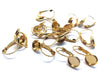 E460 - 10 pcs. Bright Gold Plated Earring Clips Settings Lever Back Bezels Cabochons - 8mm Glue Pad Setting
