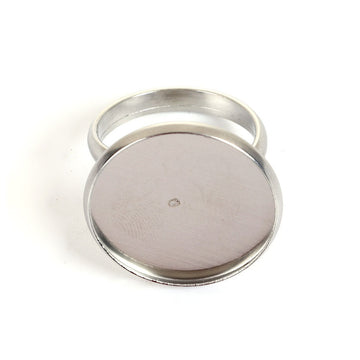 RB031 - 1 pc. 304 Stainless Steel Cabochon Setting Bezel RING bases - Ring Size 7 US - Glue Pad 20mm - Hypoallergenic! Tarnish Resistant!