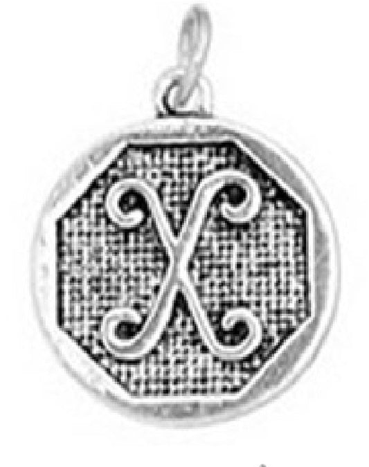 P122 - 4 pcs. Antique Silver LARGE Letter "X" Alphabet Letter Charm Pendant - 23mm x 20mm - Stamped Design