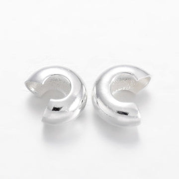 CR031 - 100 pcs Silver Plated Crimp Beads Smooth Ball Spacer Bead Covers - 4mm
