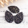 P2036 - 10 pcs. Black Multicolor Glitter Faux Leather Dangle Charms Pendants - Teardrop - 39mm (1.53") - Great for Light Earrings and Dangles!
