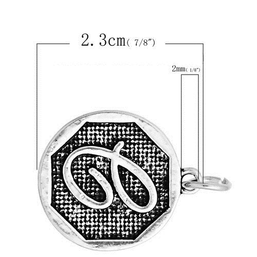 P127 - 4 pcs. Antique Silver LARGE Letter "C" Alphabet Letter Charm Pendant - 23mm x 20mm - Stamped Design