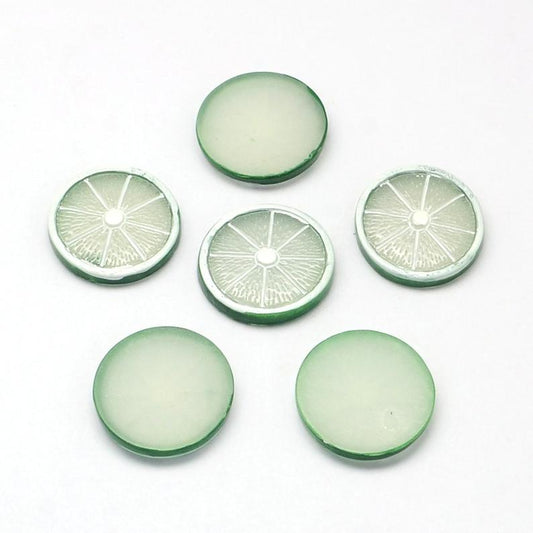 CA591 - 10 pcs Resin Embellishment Cabochons - Food - Lemon - Fruit - Slices - 27mm