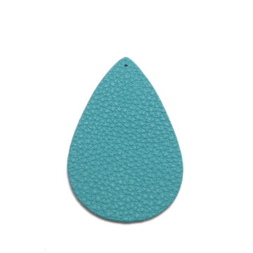 P1196 - 10 pcs. Blue Green Teal Faux Leather Dangle Charms Pendants - Teardrop - 55mm (2.2") - Great for Light Earrings or Dangles! Single-Sided
