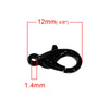 CL055 - 30 pcs. Black Plated Lobster Parrot Clasps - 12mm X 7mm - Claw Clasps