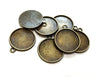 P598 - 10 pcs. Antique Bronze Circle Round Bezel Cabochon Pendant Tags Trays - 18mm Glue Pad