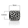 BD340 - 50 pcs Antique Silver Dotted Tube European Spacers - 8 x 8mm - Hole Size: 6.4mm