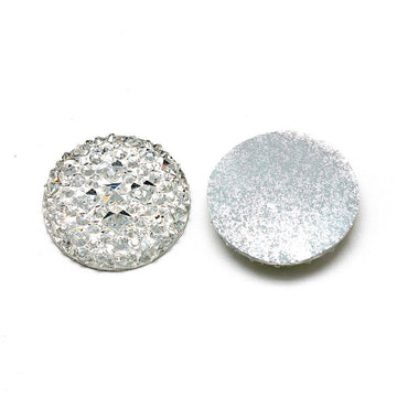 CA434 - 10 pcs Druzy Resin Embellishment Cabochons Clear White - 20mm - Shimmer Style