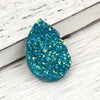 CA913 - 10 pcs Drusy Druzy Resin Embellishment Teardrop Cabochons - Aqua Blue Green AB - 25x18mm - 25mm x 18mm - 18x25mm - Tear Drop - Thick: 4.5mm