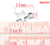 P2041 - 100pcs. Antique Silver Star Charms Pendants - 11mm x 9mm (0.43 in x 0.35 in) - 9x11mm