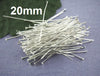 A053 - 100 pcs. Silver Plated Flat Head Pins - 20mm - 21 Gauge