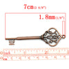 P668 - LARGE - 10 pcs. Copper Filigree Keys Charms Pendants - 70mm X 22mm (2 6/8"x 7/8")