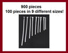 A043 - 900 pcs. Silver Plated Flat Head Pins - 16mm to 40mm - Assortment Mix - 21 Gauge