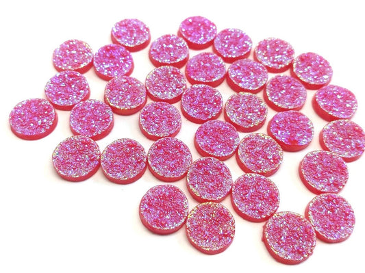 CA1014 - 10 pcs Druzy Resin Embellishment Cabochons Sandy Red - 12mm