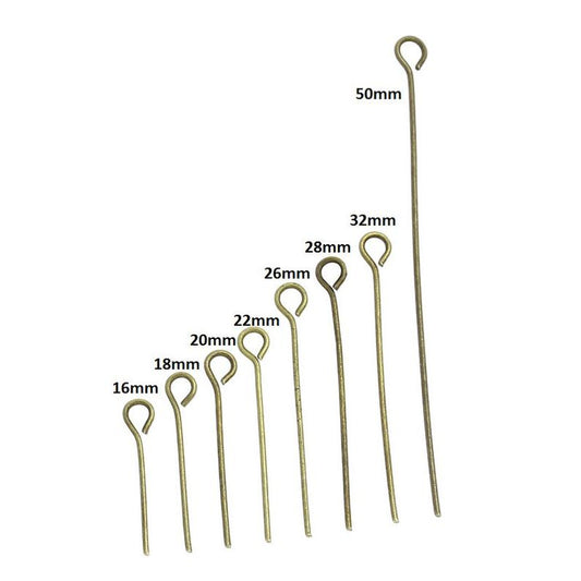 A040 - 800 pcs. Antique Bronze Eye Head Pins - 16mm to 50mm - Assortment Mix - 21 Gauge