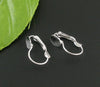 E305 - 10 pcs. Silver Plated Earring Clips Settings Lever Back Posts Cabochons - 8mm Glue Pad Setting