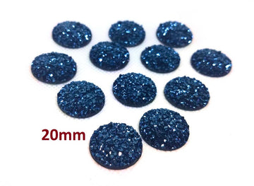 CA620 - 10 pcs Druzy Resin Embellishment Cabochons Dark Blue - 20mm - Dome Style