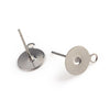 E740 - 50 pcs (25 pairs) 304 Stainless Steel Earring Posts/Bases/Studs/Settings with loop - 10mm Glue Pad - 13mm with Loop - Includes Rubber Backs