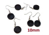 E550 - 10 pcs. Stainless Steel Silver Tone Earring Dangle Hooks Settings Bezels Cabochons - 10mm Glue Pad Setting - Wood Trays - Black