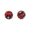 CA942 - 5 pcs Black and Red Polymer Clay Rhinestone Round Beads - 8mm - Hole Size: 1.3mm