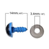 DO019 - 6 sets (12 pieces) Blue Safety Eyes and Backs for Doll and Toy Making - 9mm - 14x9mm - 14mm