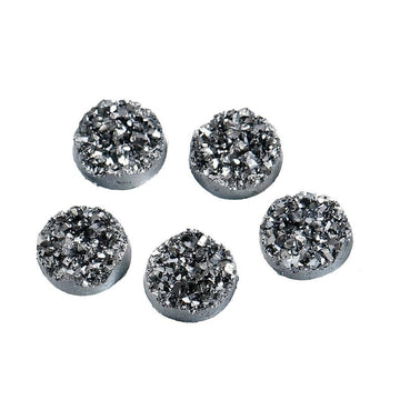 CA844 - 10 pcs Druzy Resin Embellishment Cabochons Dark Charcoal Silver AB - 12mm